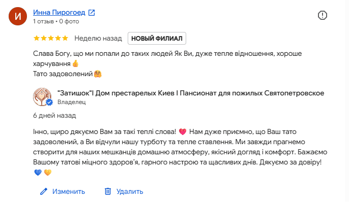 відгуки про пансіонат затишний дім